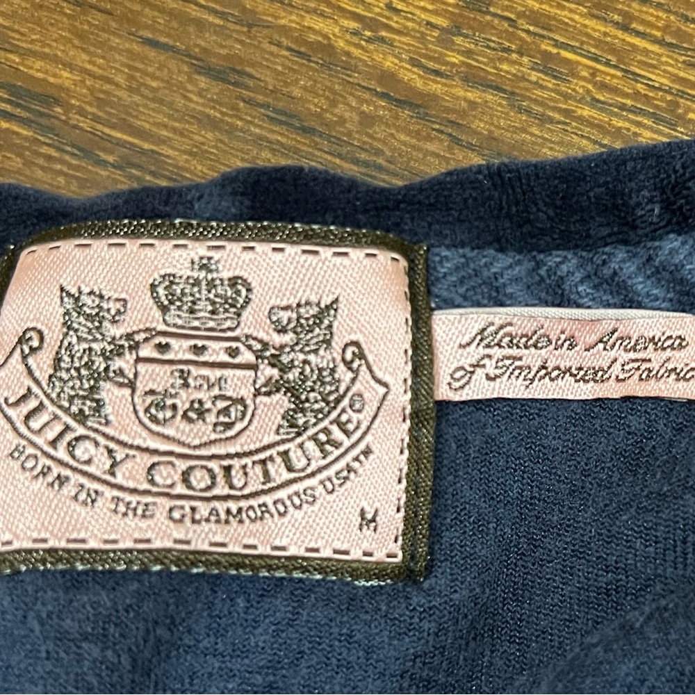 Y2K Juicy Couture women’s M Navy Velour Zip Hoodie EUC - Picture 11 of 14